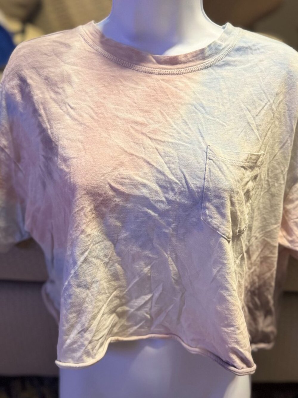 American Eagle Womans Gray/Pink/Blue Tie Dye Crop Top - Picture 1 of 4